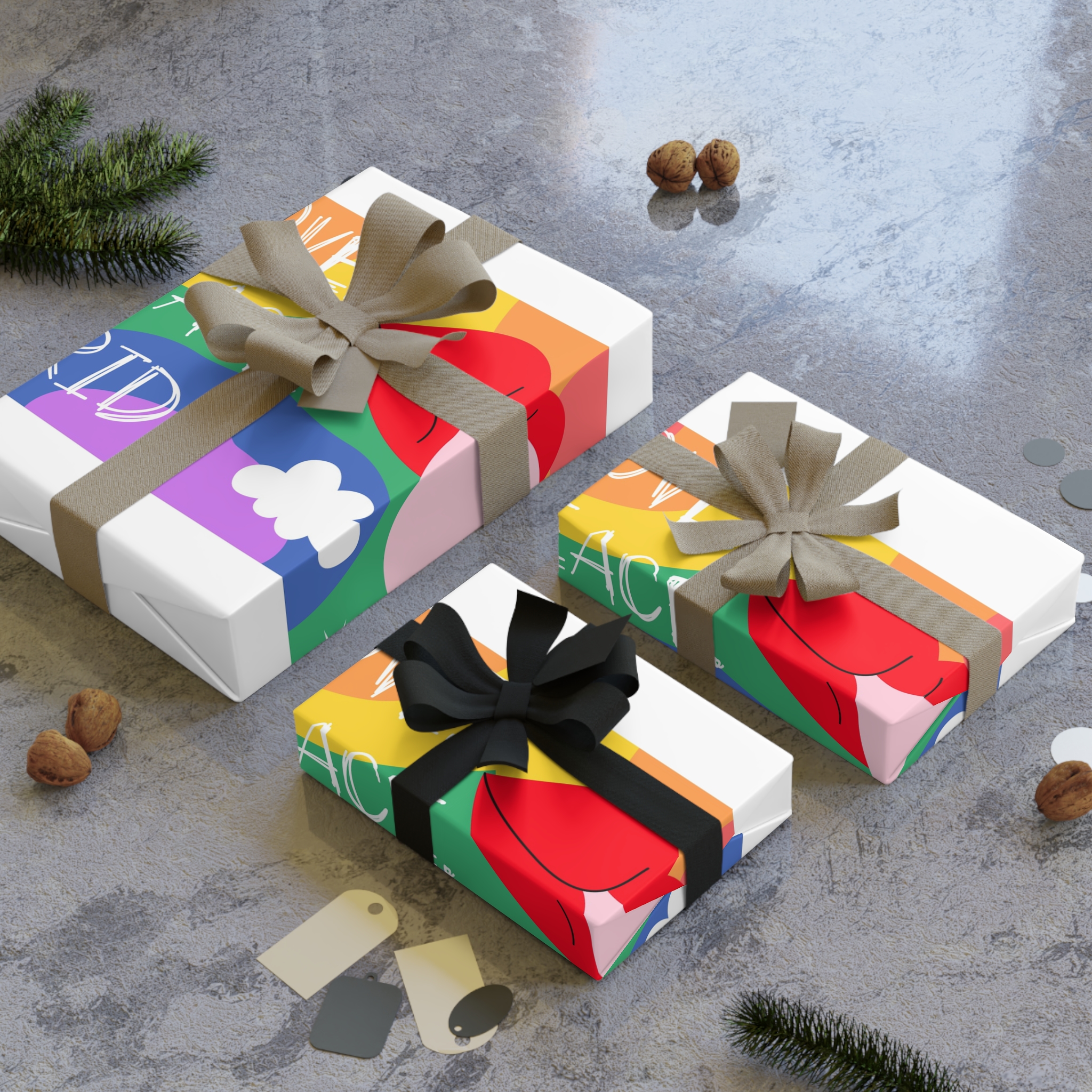 Lgbt Festive Cartoon Groovy Banner Retro 90s Style Love Freedom Concept Gift Wrapping Paper Rolls 1pc - Image 4