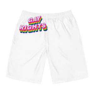 Rainbow Word Gay Rights Typography Design Element Mens Board Shorts Aop
