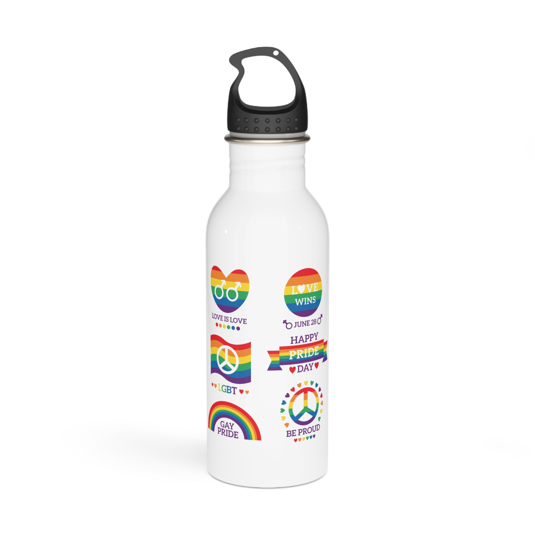 Pride Day Badges Illustration Set Stainless Steel Water Bottle