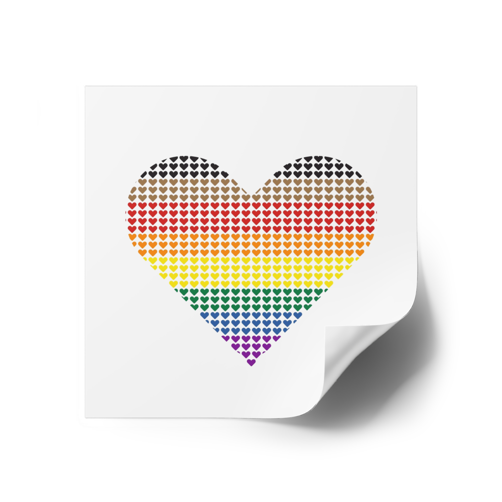 Pride Flag Heart Shape Icon With Heart Pattern Inside Heart Symbol With Black Brown Stripes Laminate Stickers Square - Image 26