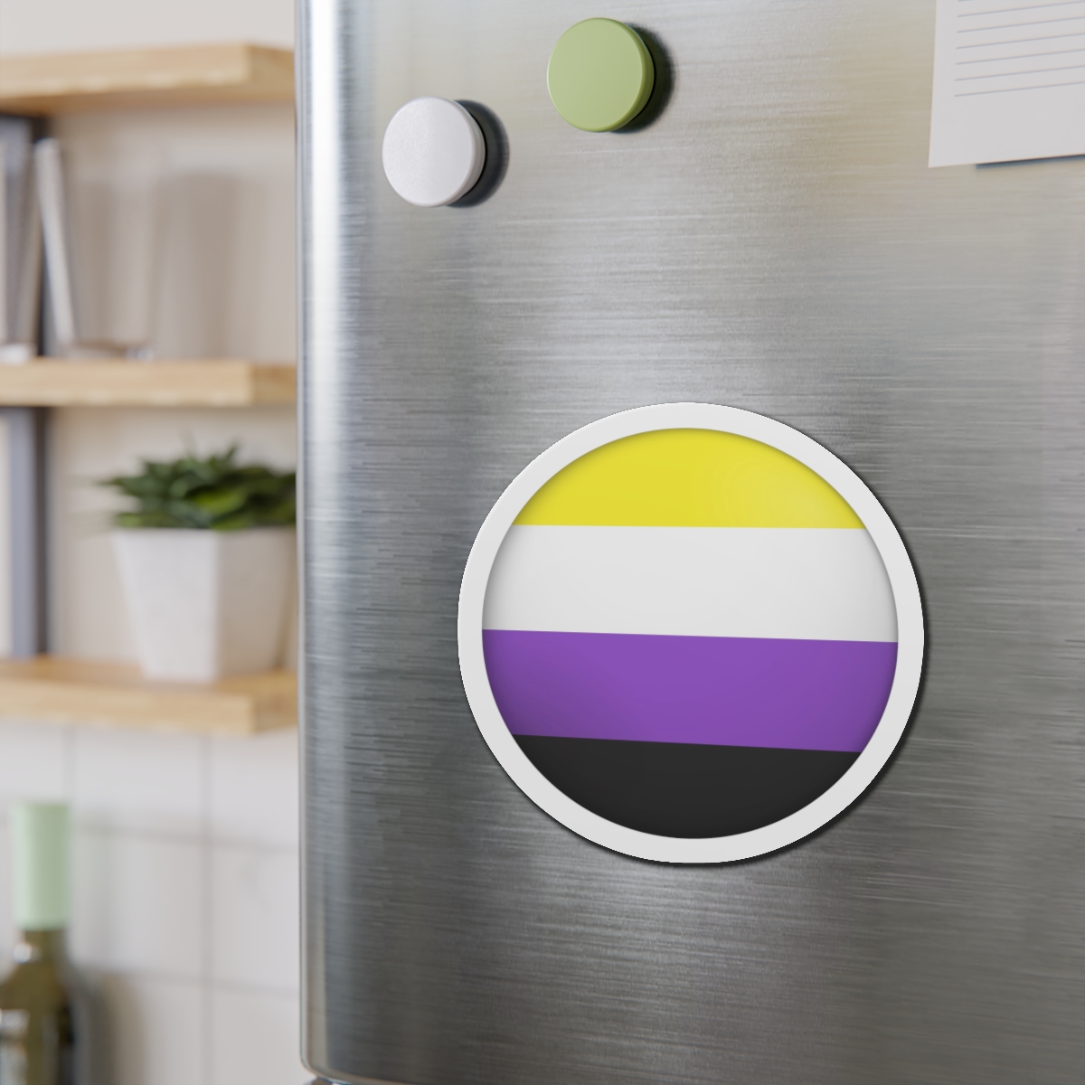 Flag Nonbinary Lgbtq Glossy Circular Flag Button Appearance 3d Icon Design With Depth Die Cut Magnets - Image 12