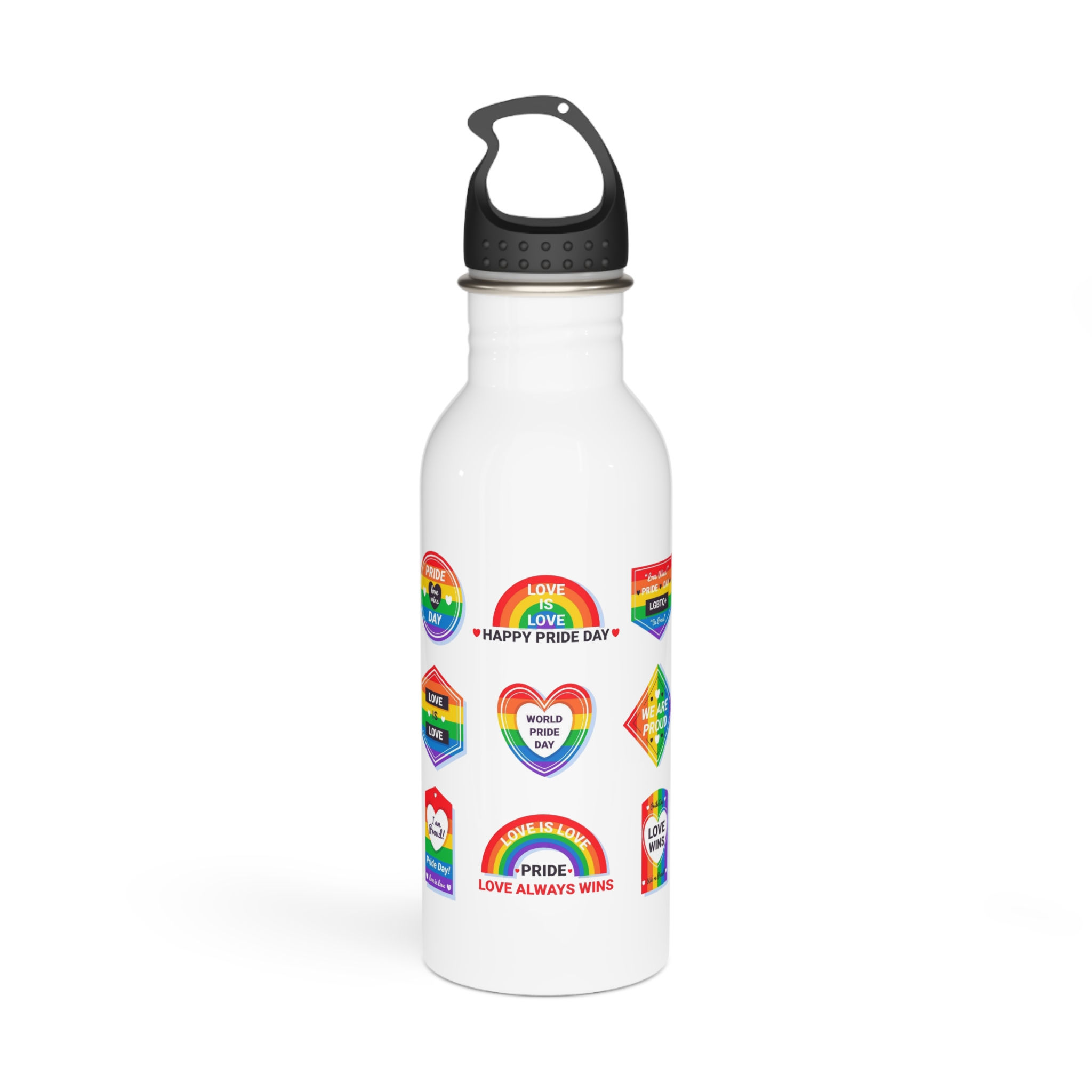 Pride Day Labels Concept Stainless Steel Water Bottle