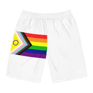 Lgbtq Pride Flag New Lgbtq Pride Flag Vector Updated Intersex Inclusive Progress Pride Flag Mens Board Shorts Aop