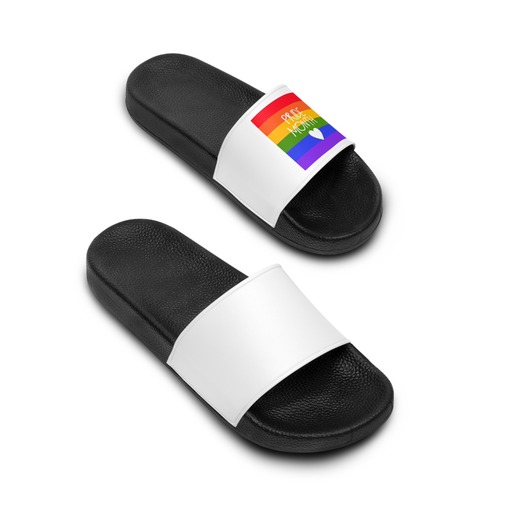 Cute Simple Banner Pride Month Symbols Pride Month With Lgbtq Flag Colours Mens Slide Sandals - Image 4