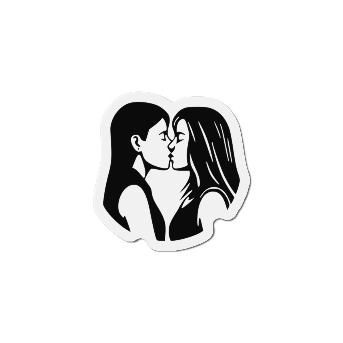 Lesbian Couple Kissing Lgbt Pride Black Outlines Isolated Vector Illustration Die Cut Magnets - Image 10