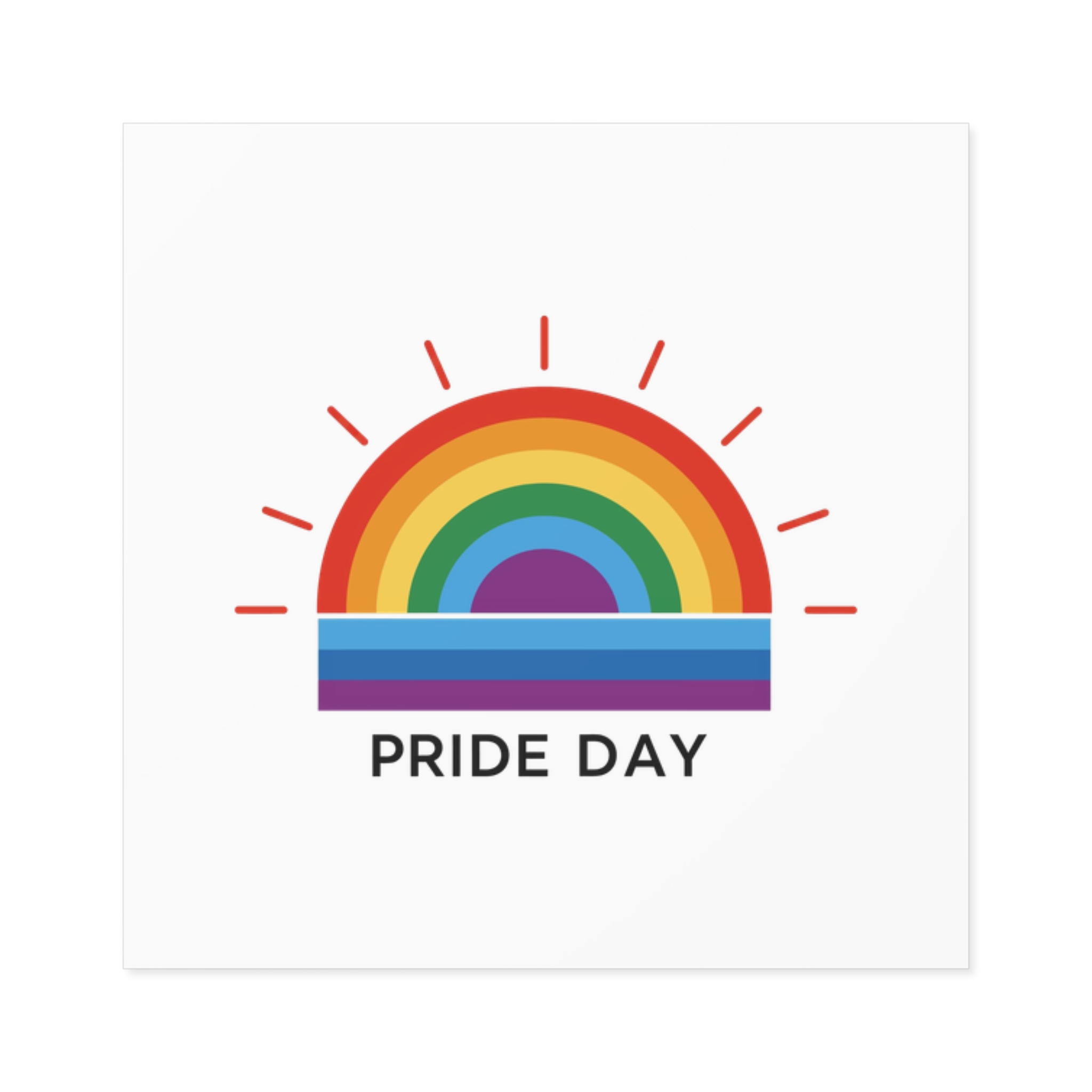 Rainbow Pride Day Celebration Illustration With Colorful Sunburst Design Lgbtq Support Awareness Laminate Stickers Square - Image 9