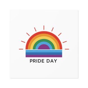 Rainbow Pride Day Celebration Illustration With Colorful Sunburst Design Lgbtq Support Awareness Laminate Stickers Square