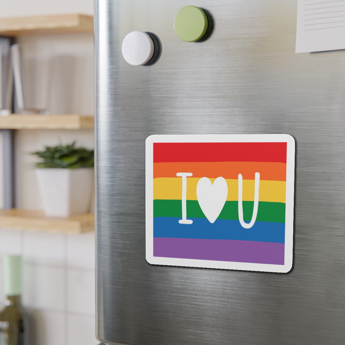 Vibrant Rainbow Flag With I Love You Heart Message Die Cut Magnets - Image 12