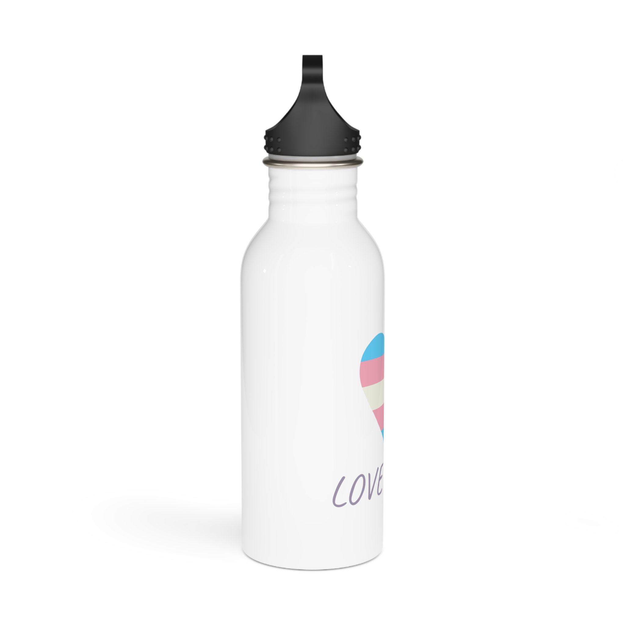 Colorful Heart Shape Transgender Pride Flag Happy Pride Day Lgbtqia Community Pride Month Vector Hand Drawn Doodle Posters Stickers Logo Cards Stainless Steel Water Bottle - Image 2