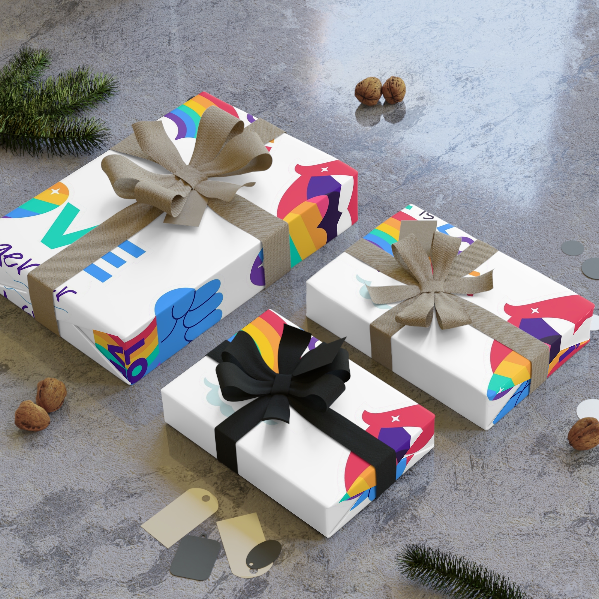 Flat Labels Collection Pride Month Celebration(2) Gift Wrapping Paper Rolls 1pc - Image 4