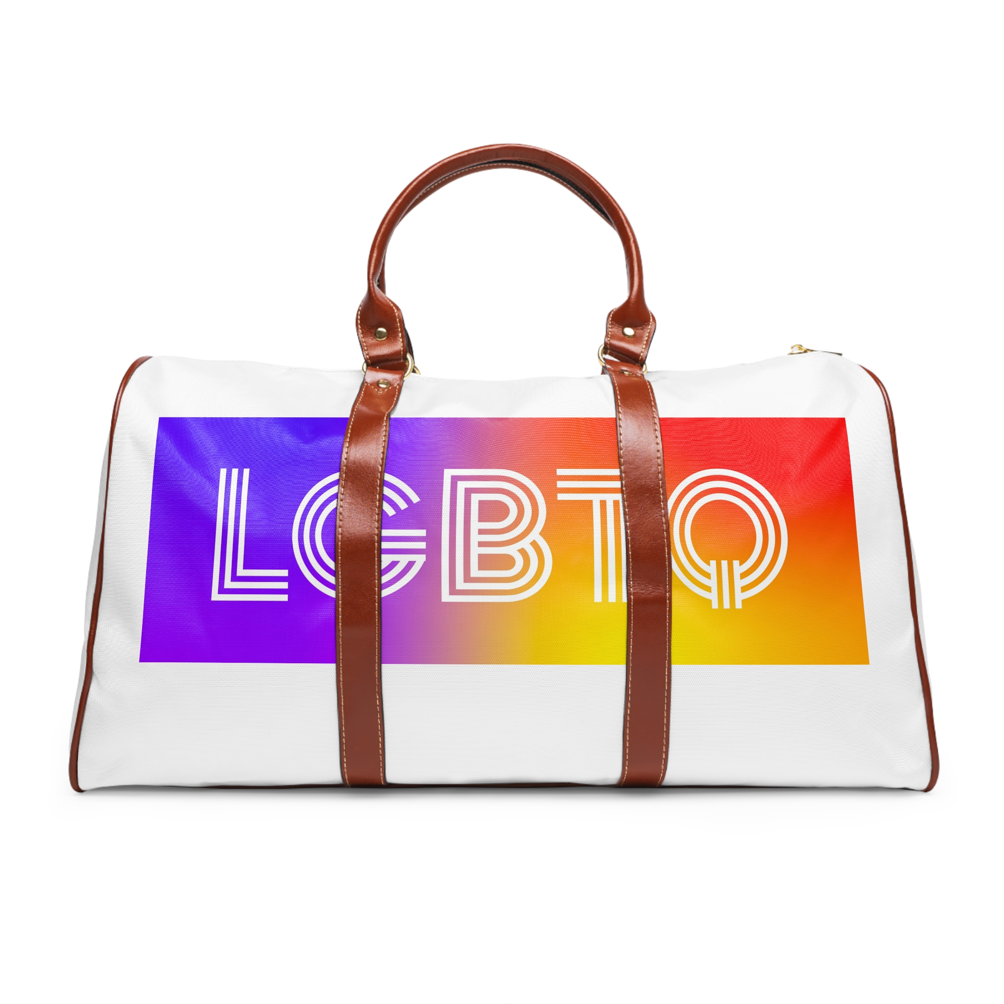 Lgbtq Typography With Rainbow Gradient Background Colorful Vibrant Pride Concept Poster Banner Waterproof Travel Bag