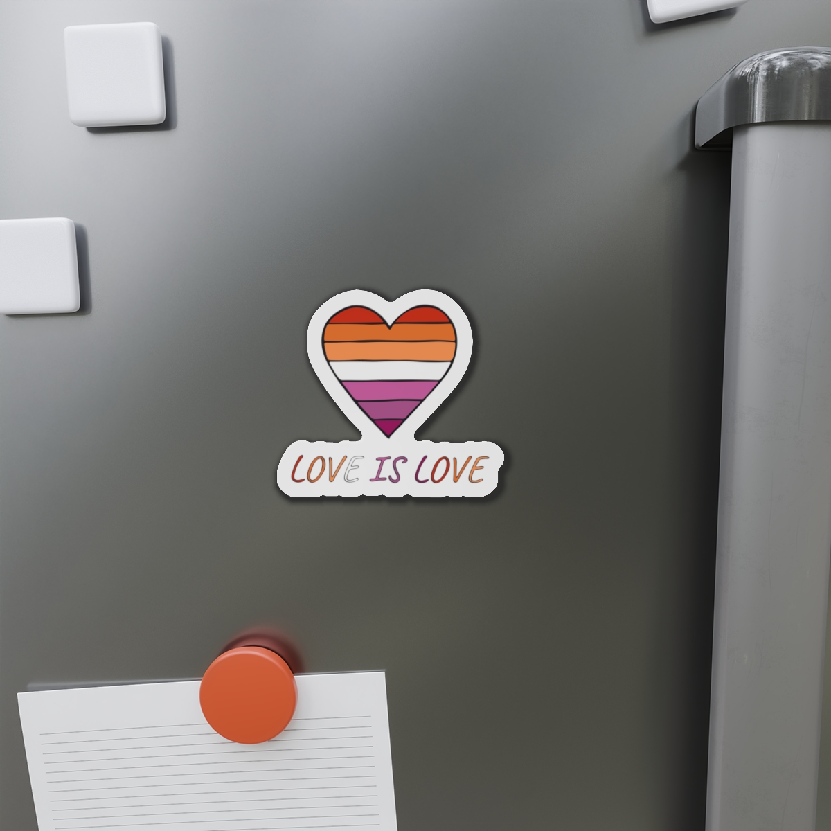 Colorful Heart Shape Lesbian Pride Flag Happy Pride Day Lgbtqia Community Pride Month Vector Hand Drawn Doodle Posters Stickers Logo Cards(1) Die Cut Magnets - Image 8