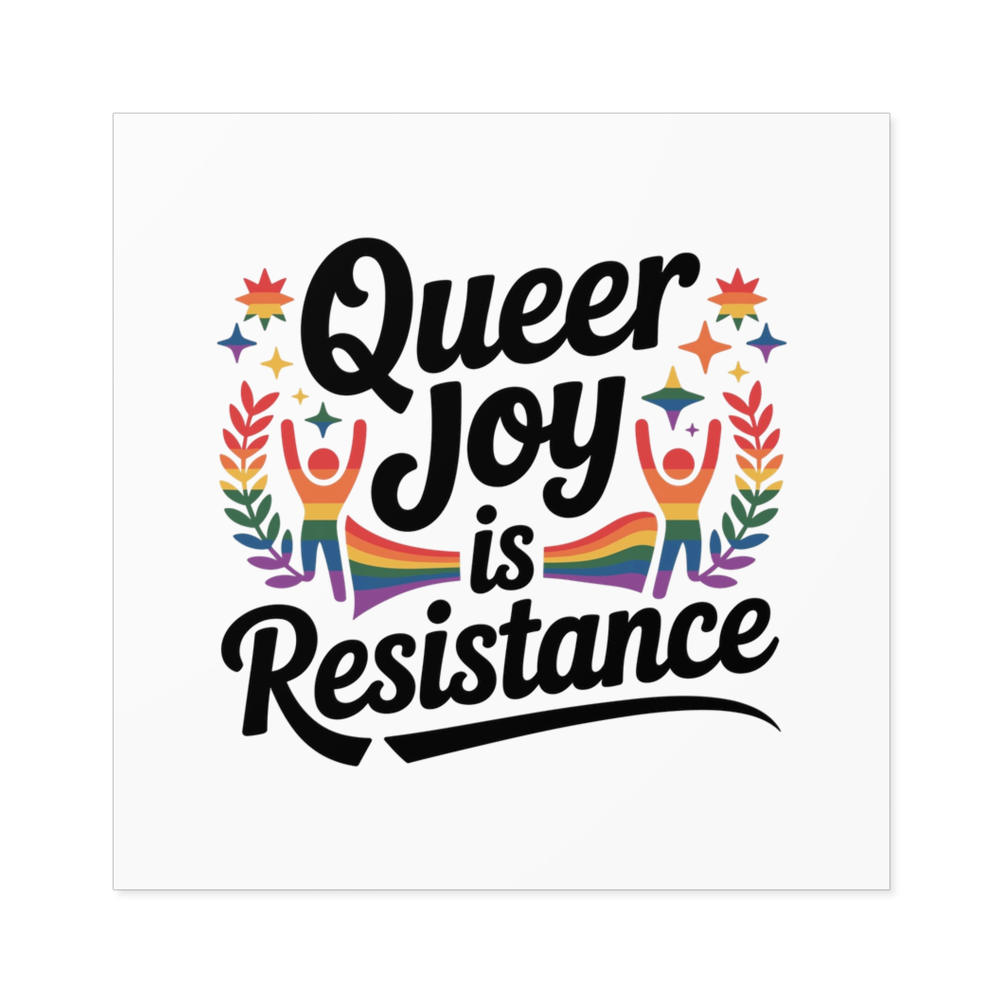 Queer Joy Is Resistance T Shirt Design Isolated White Background Laminate Stickers Square - Image 17