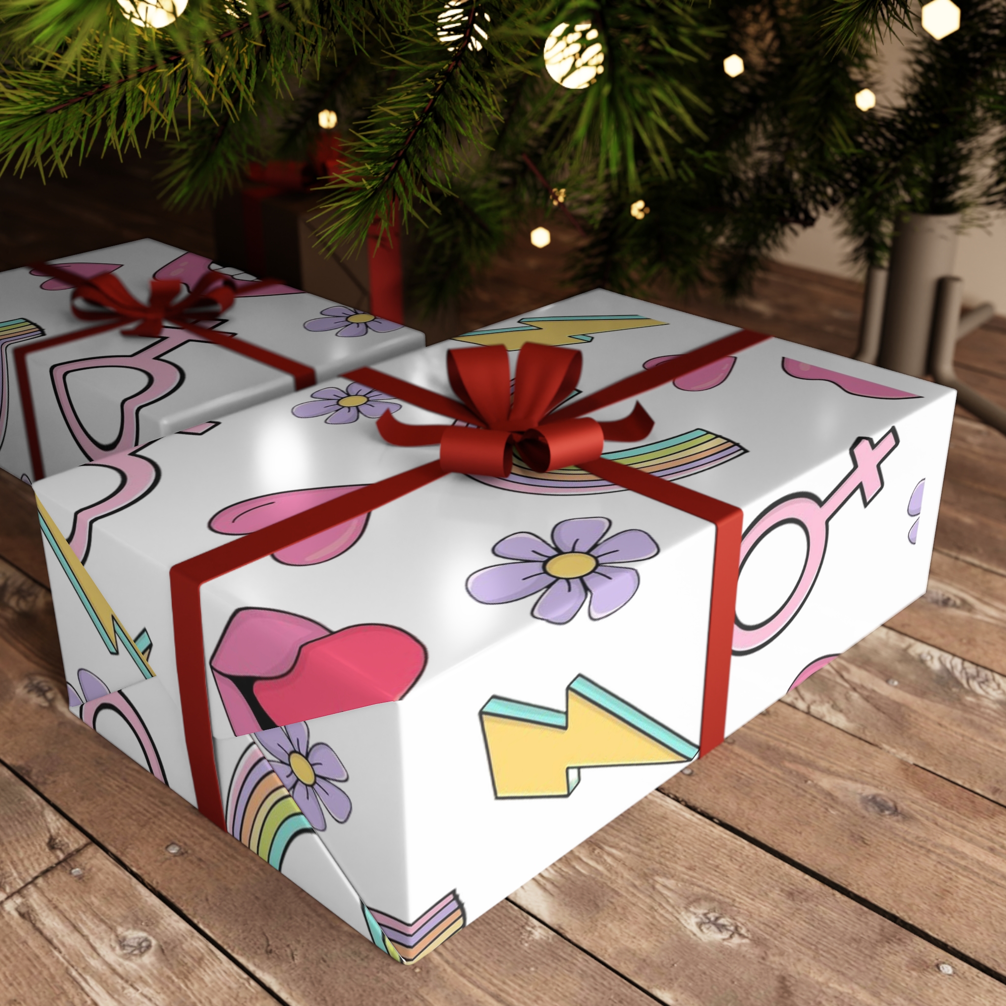 Colorful Seamless Pattern With Feminist Pride Symbols Gift Wrapping Paper Sheets 1pc - Image 6
