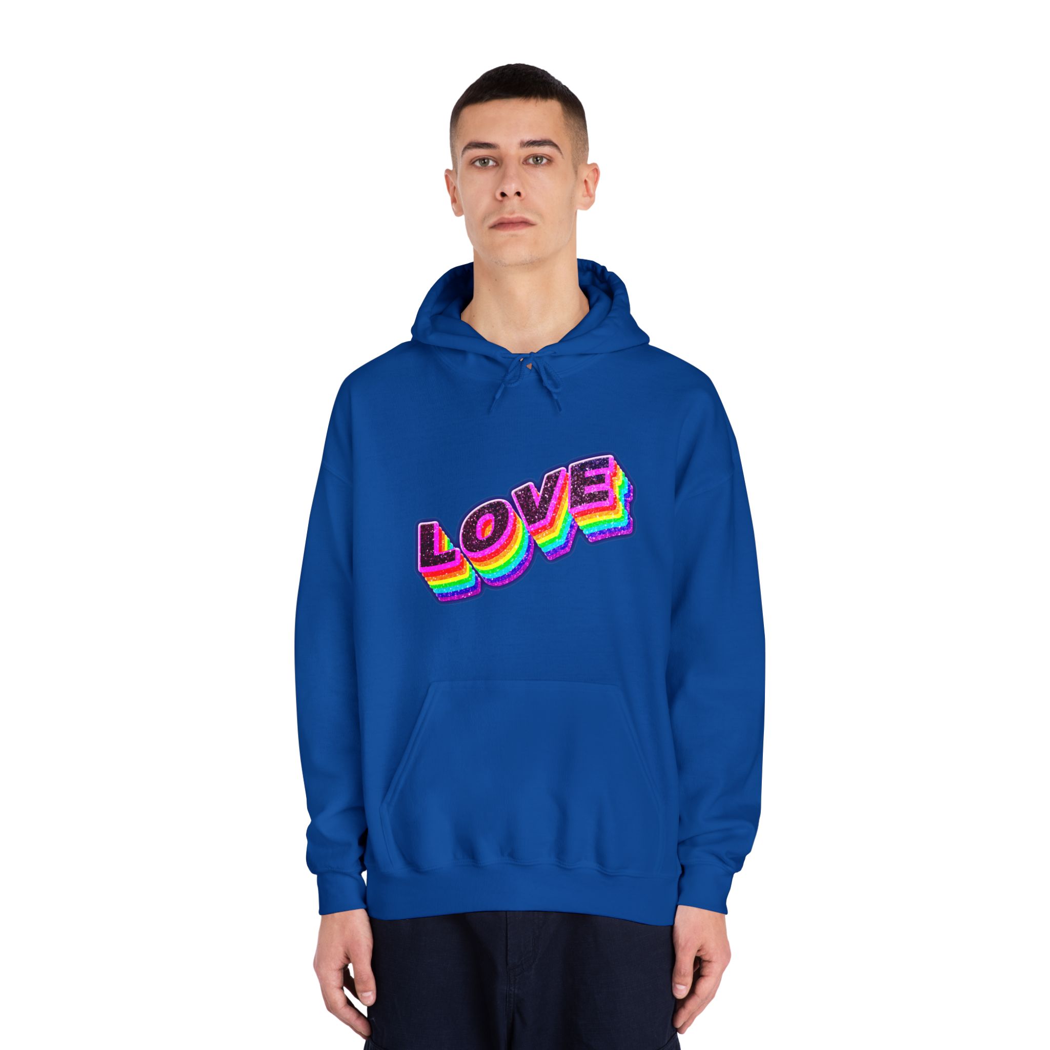 Love Png Word Rainbow Typography Unisex Dryblend Hooded Sweatshirt - Image 27