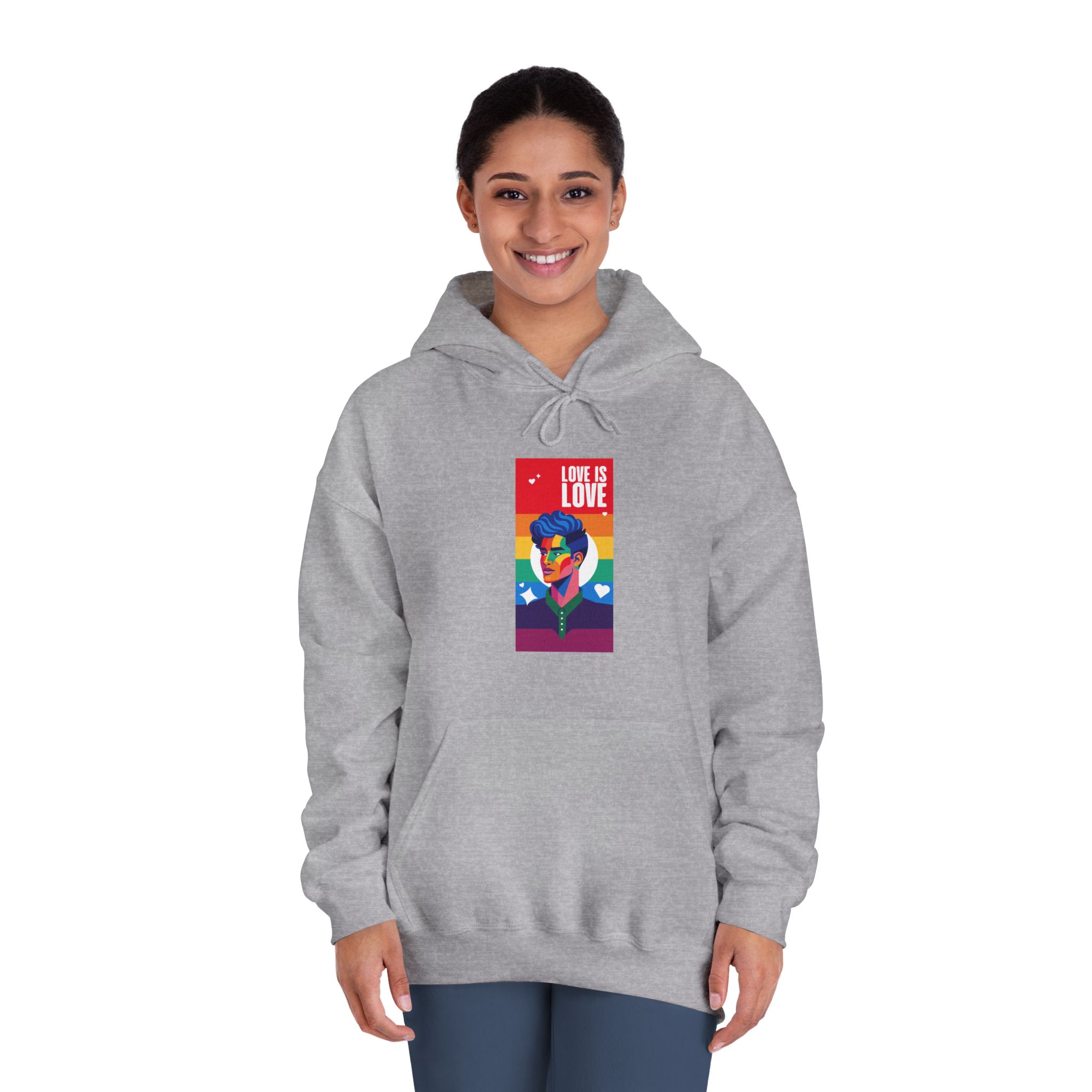 Poster Man With Rainbow Colored Face Rainbow Colored Background Unisex Dryblend Hooded Sweatshirt - Image 16