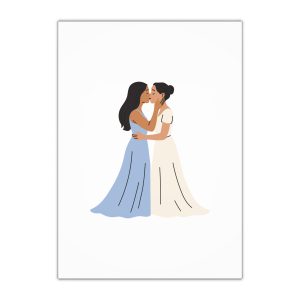 Romantic Lesbian Couple Kissing Wedding Dresses Gift Wrapping Paper Sheets 1pc