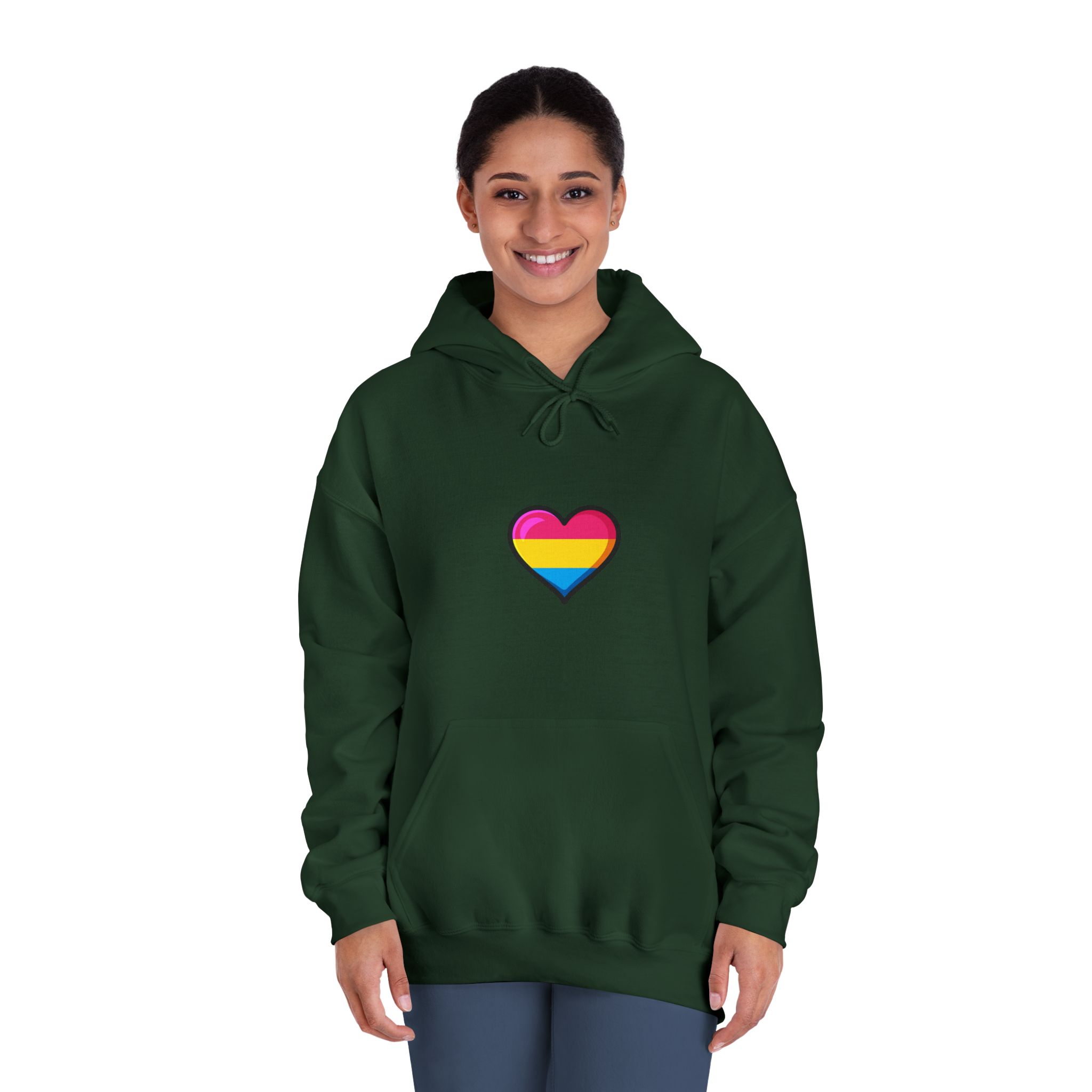 Pansexual Pride Flag Heart Shape Vector Illustration Unisex Dryblend Hooded Sweatshirt - Image 24