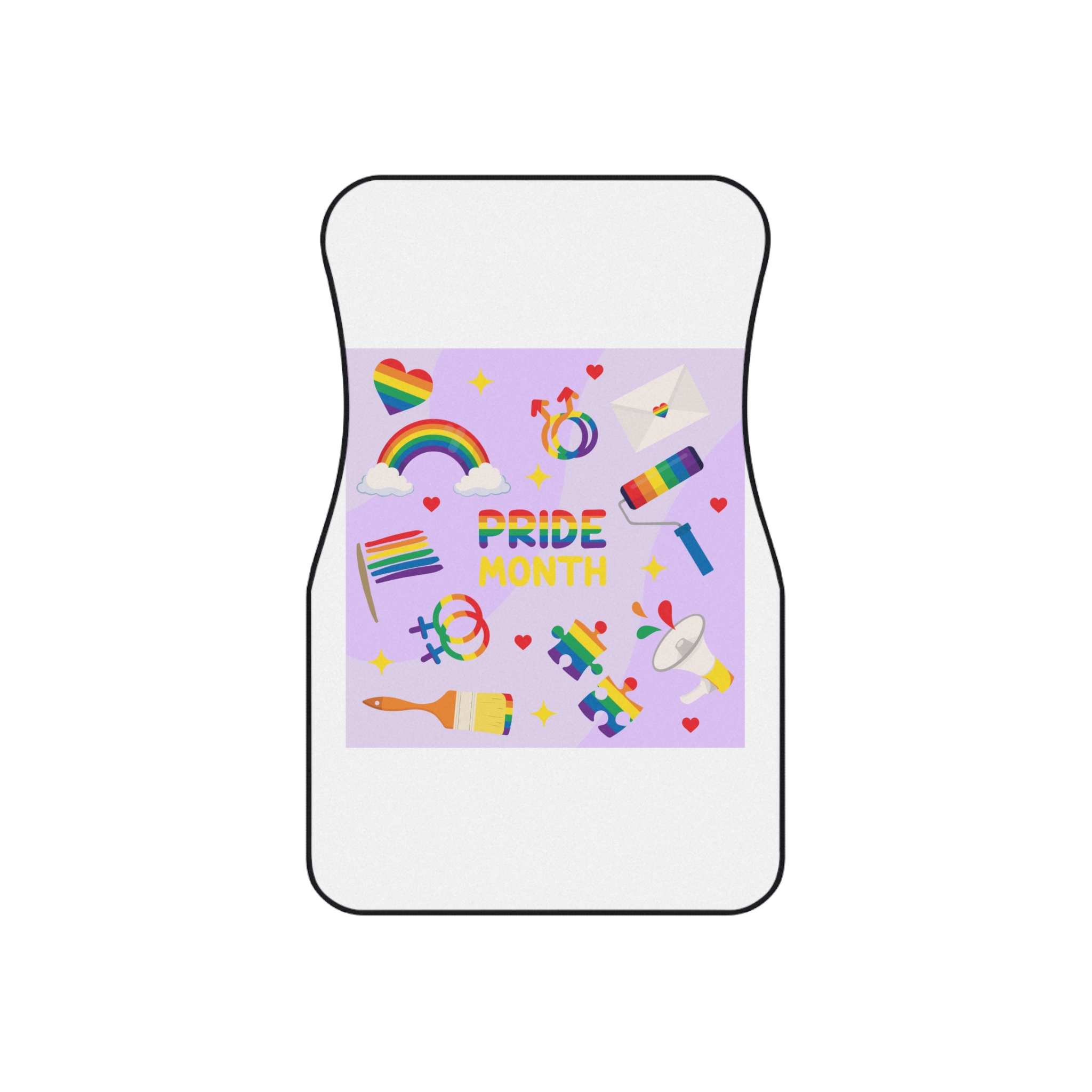 Pride Month Lgbtq Symbol Rainbow Colors Cute Elements Set Car Mats Set Of 4 - Image 2