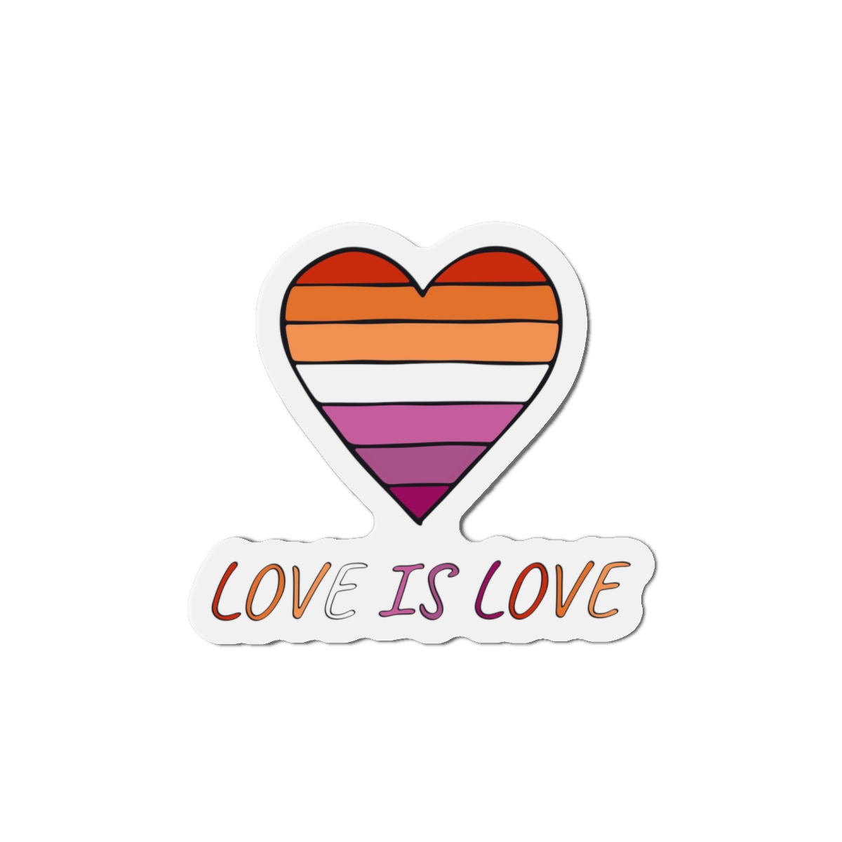 Colorful Heart Shape Lesbian Pride Flag Happy Pride Day Lgbtqia Community Pride Month Vector Hand Drawn Doodle Posters Stickers Logo Cards(1) Die Cut Magnets - Image 13