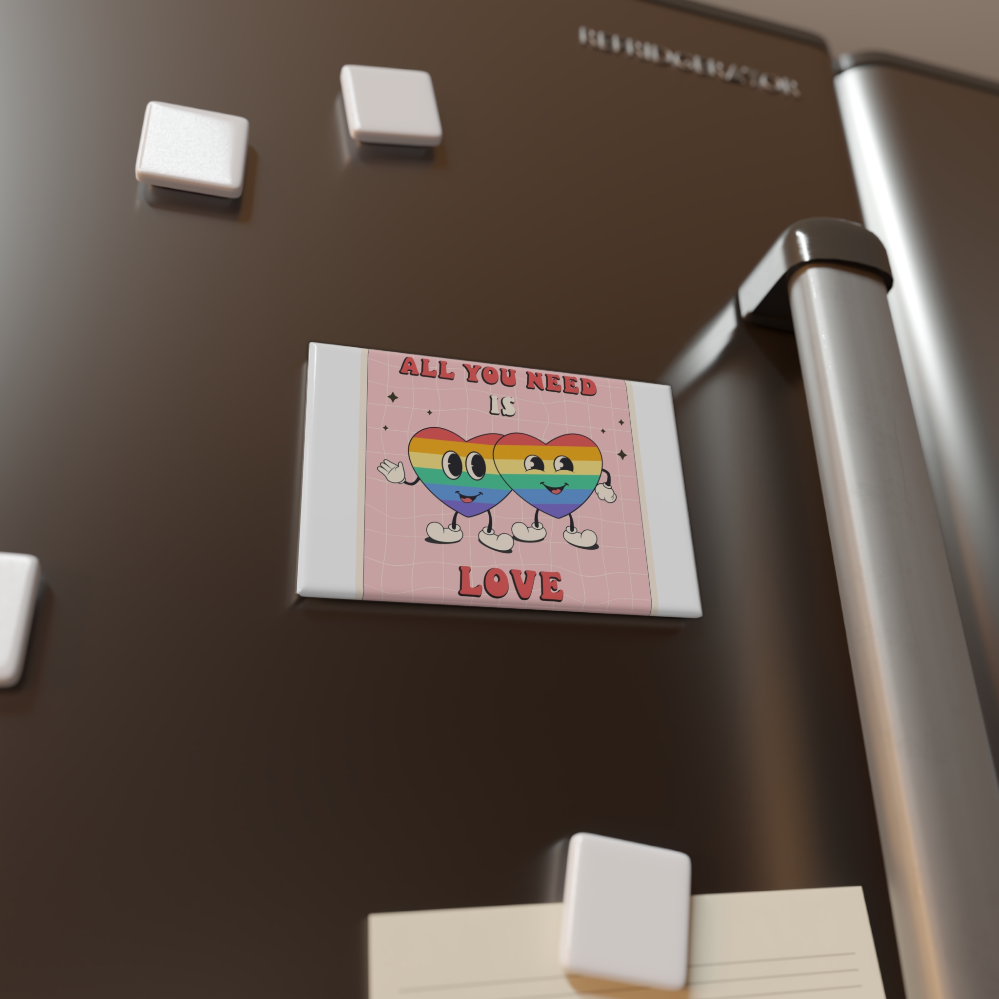 Lgbtq Pride Month Retro Groovy Poster Social Media Post Template With Rainbow Heart Button Magnet Rectangle 1 And 10 Pcs - Image 4