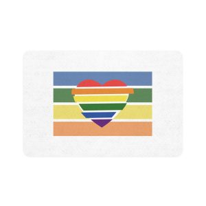 Banner With Rainbow Colors Heart Shape Lgbti Card Pride Flag Vector Illustration Pet Food Mat 12x18