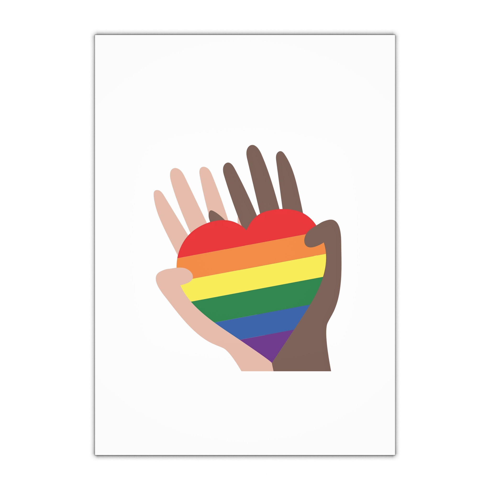 Hands Different Colors Skin Holding Rainbow Heart Lgbtq Color Gift Wrapping Paper Sheets 1pc