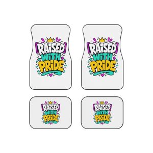 Raised With Pride Text Effect Car Mats Set Of 4