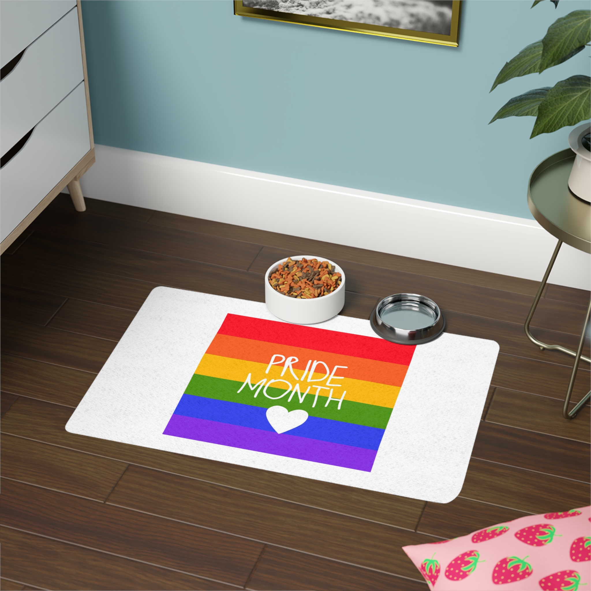 Cute Simple Banner Pride Month Symbols Pride Month With Lgbtq Flag Colours Pet Food Mat 12x18 - Image 4