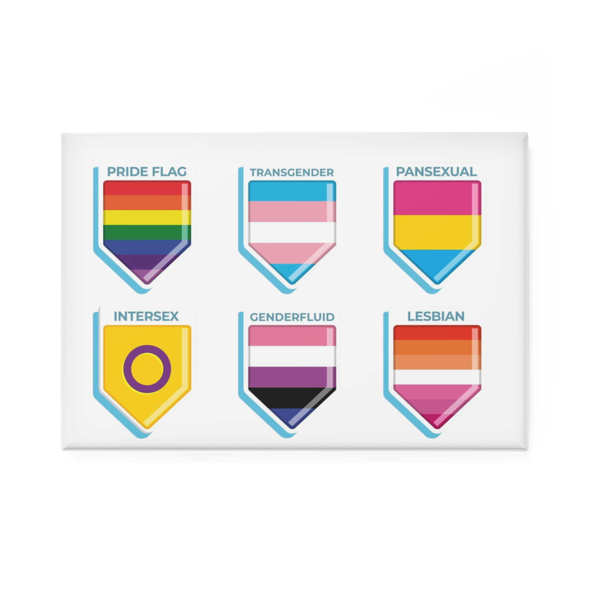 Flat Pride Month Lgbt Flags Collection Button Magnet Rectangle 1 And 10 Pcs - Image 5