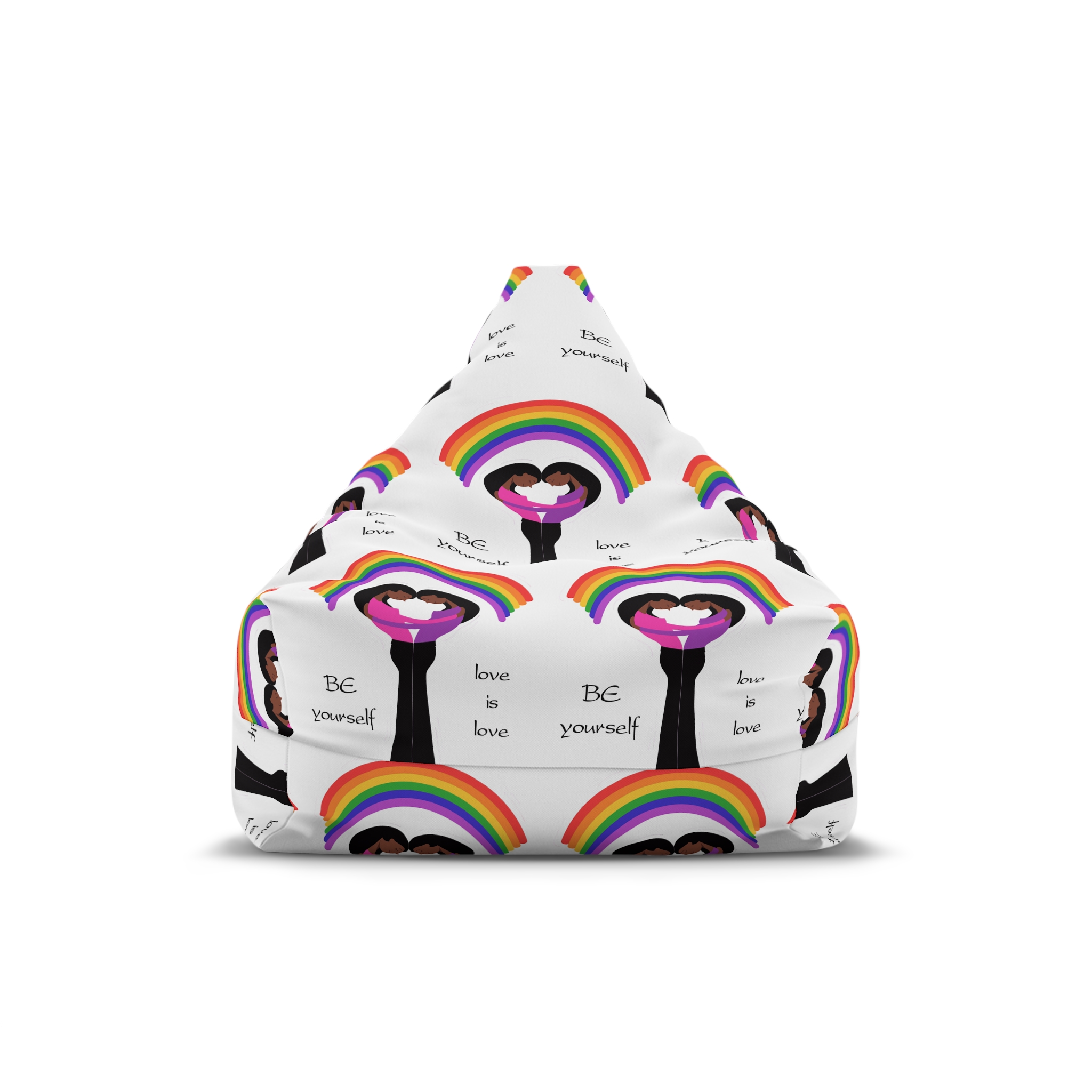 Poster Two Girls Hugging With Rainbow Bean Bag Chair Cover