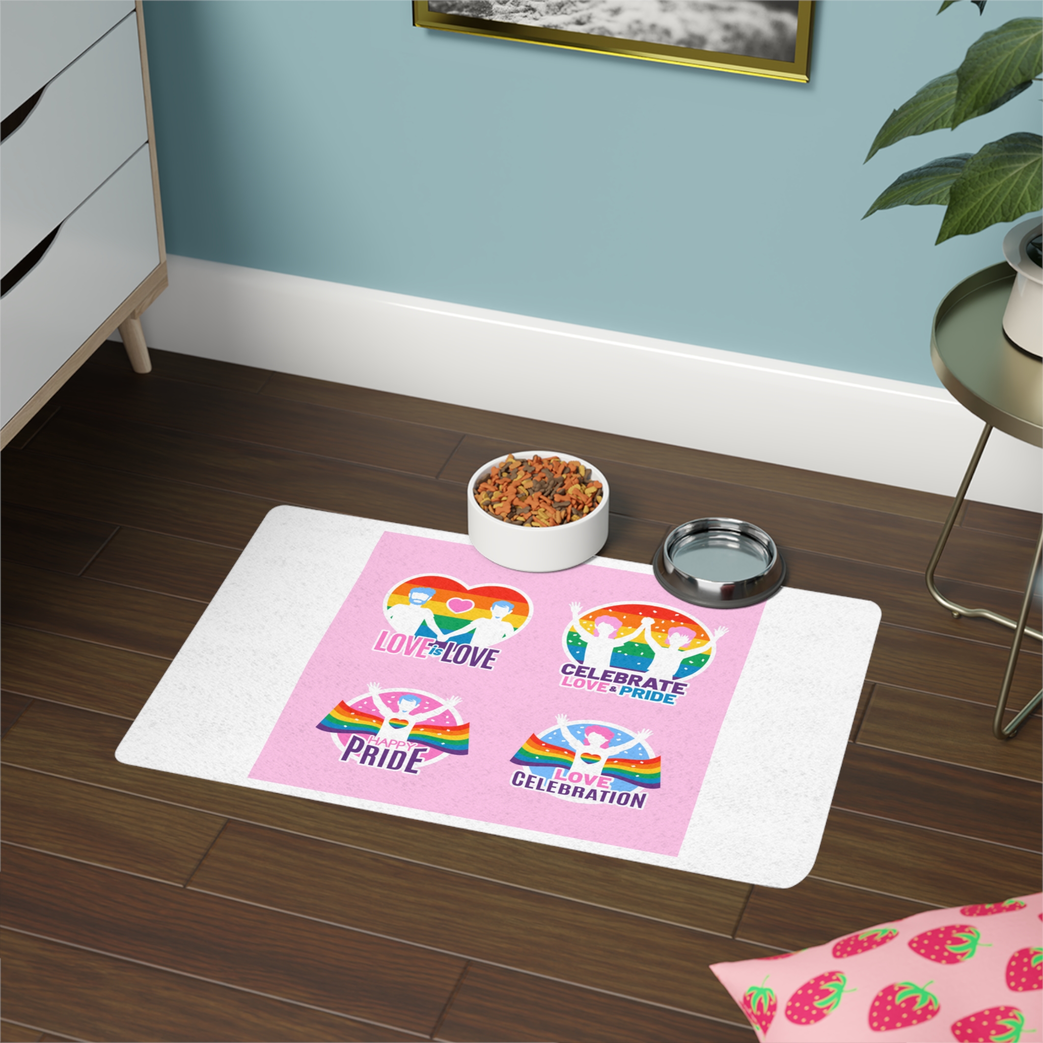 Pride Day Neon Badges Pet Food Mat 12x18 - Image 4