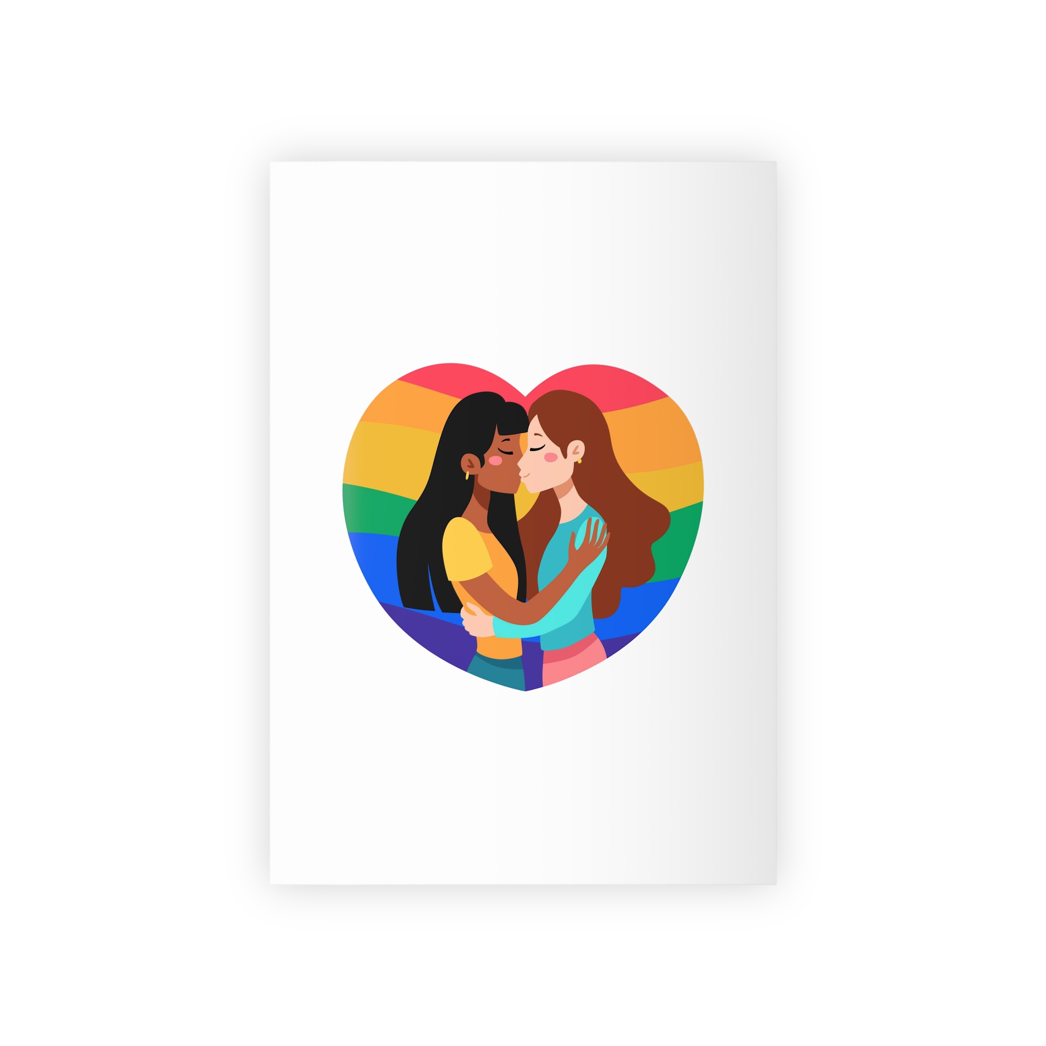 Lesbian Couple Kiss Hand Drawn Style Gift Wrapping Paper Rolls 1pc