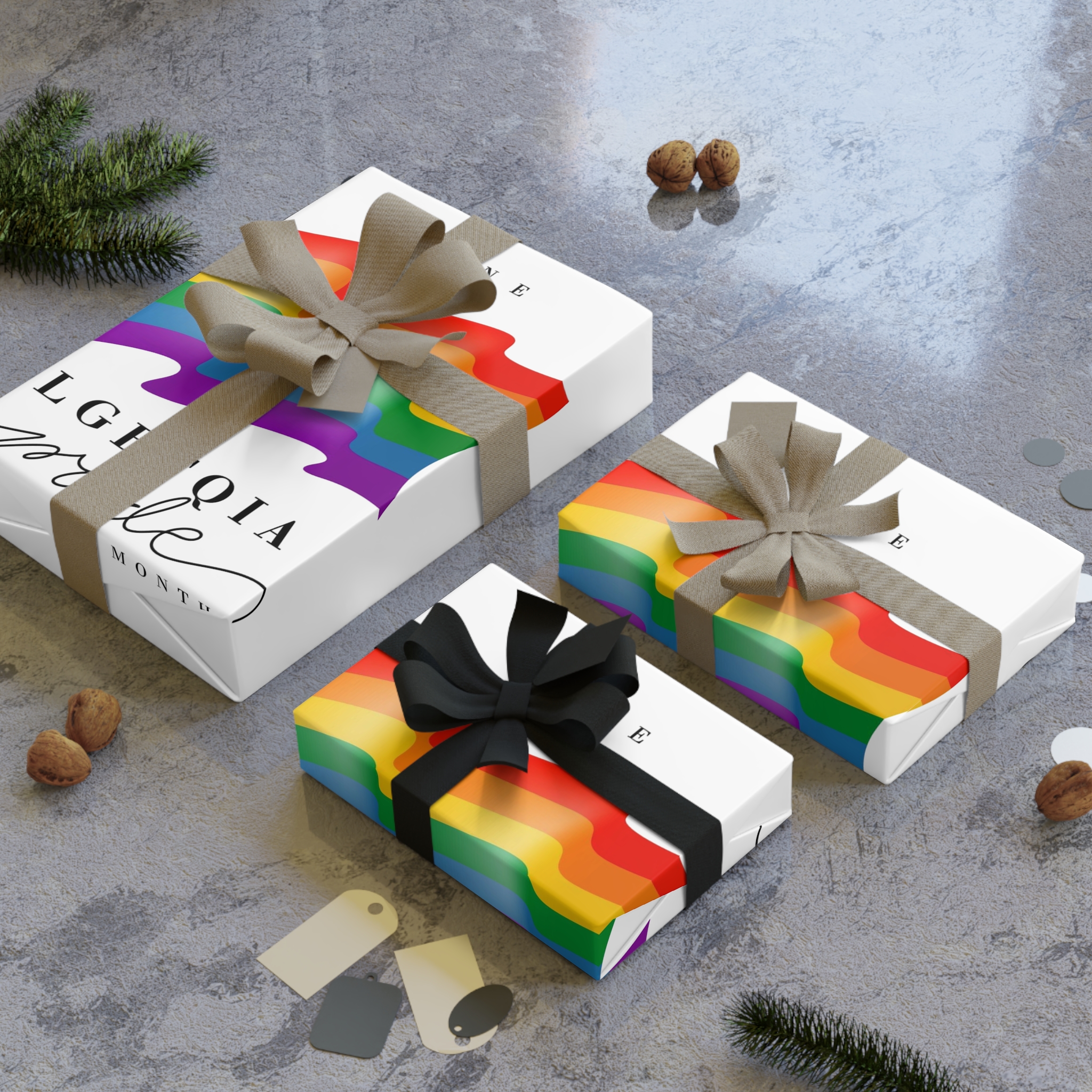 Lgbt Pride Month 2024 Concept Freedom Rainbow Flag With Hearts Gay Parade Vector Gift Wrapping Paper Rolls 1pc - Image 4