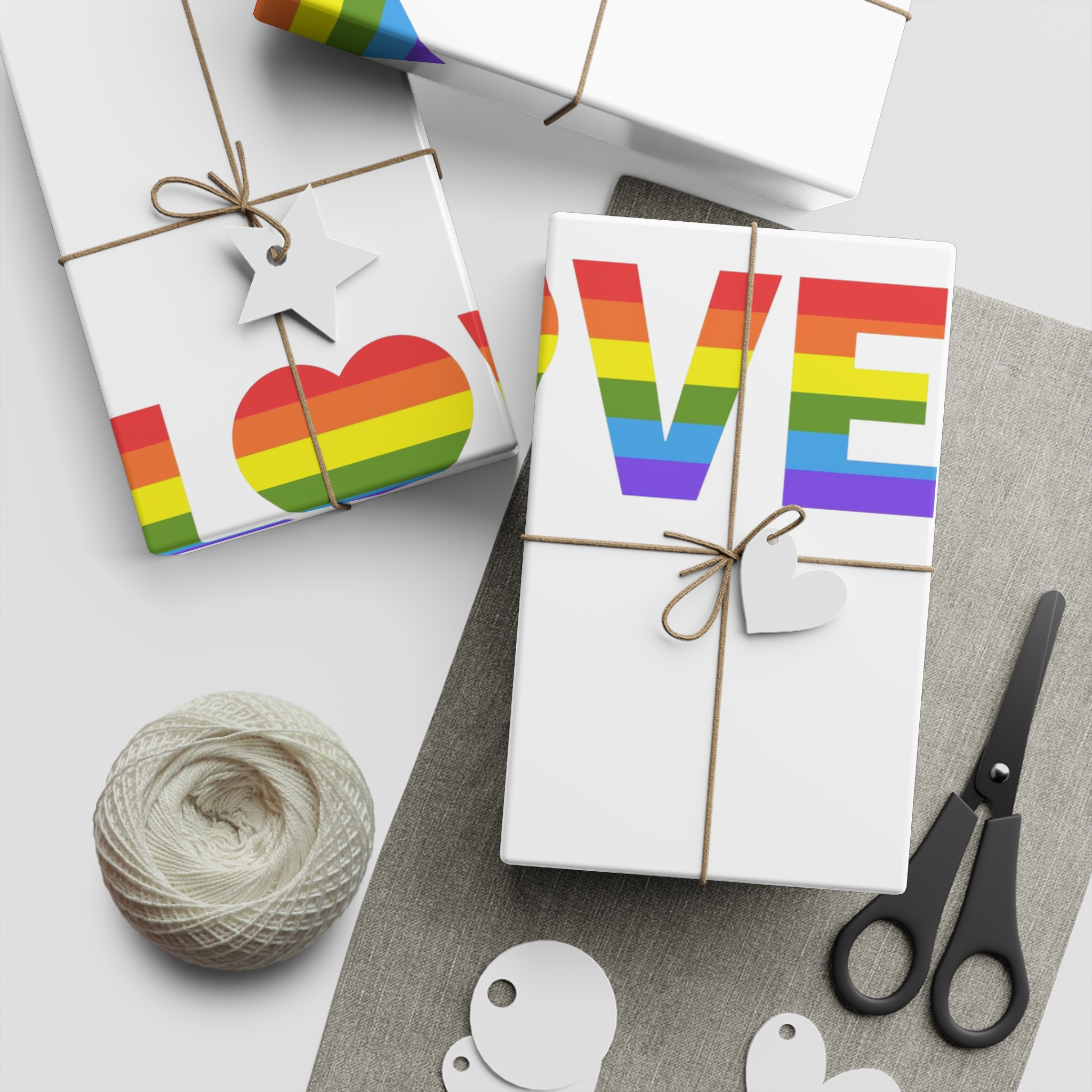 Love With Heart Rainbow Heart Shape Lgbtq Flag White Background Pride Month Gift Wrapping Paper Sheets 1pc - Image 2