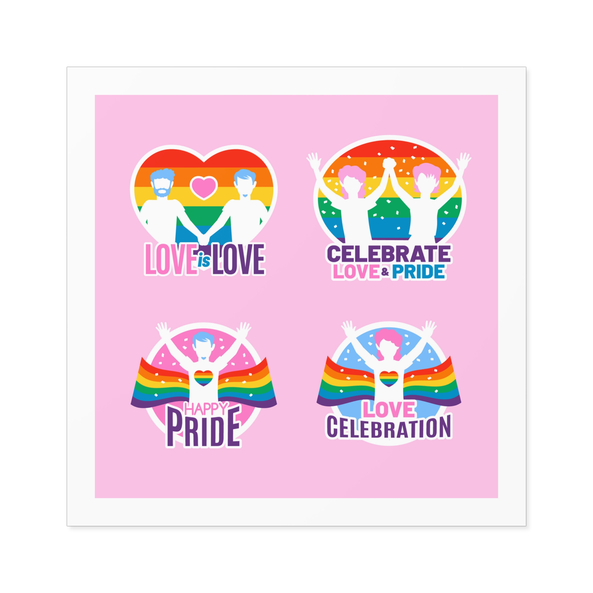 Pride Day Neon Badges Laminate Stickers Square - Image 41