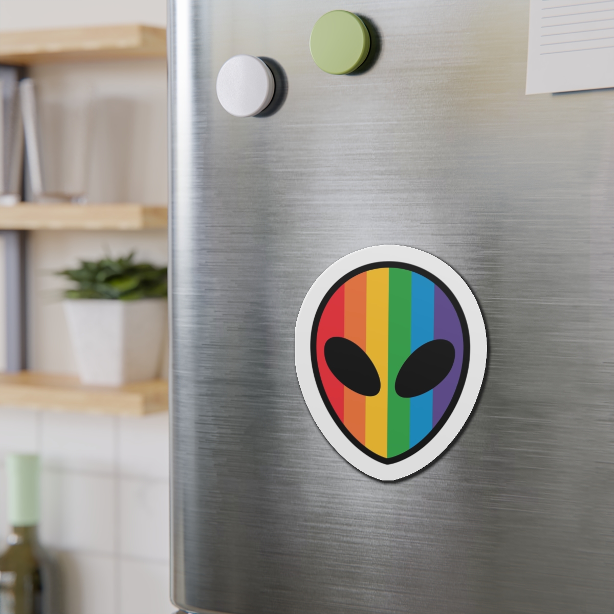 Rainbow Alien Head Lgbt Pride Illustration Die Cut Magnets - Image 15