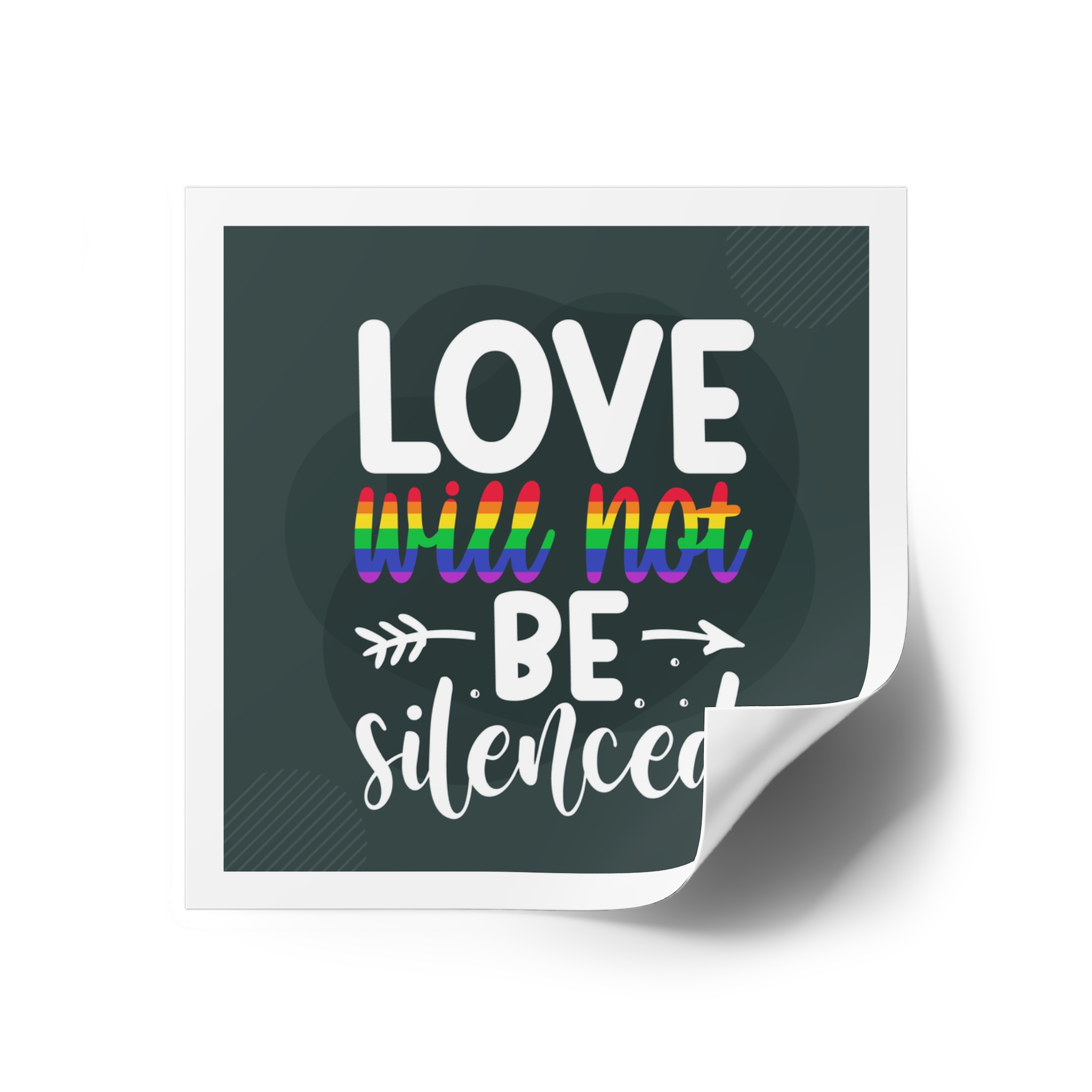 Love Will Be Silenced Premium Gay Pride Lettering Vector Design Laminate Stickers Square - Image 26