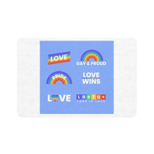 Pride Day Concept Rainbow Labels Pet Food Mat 12x18