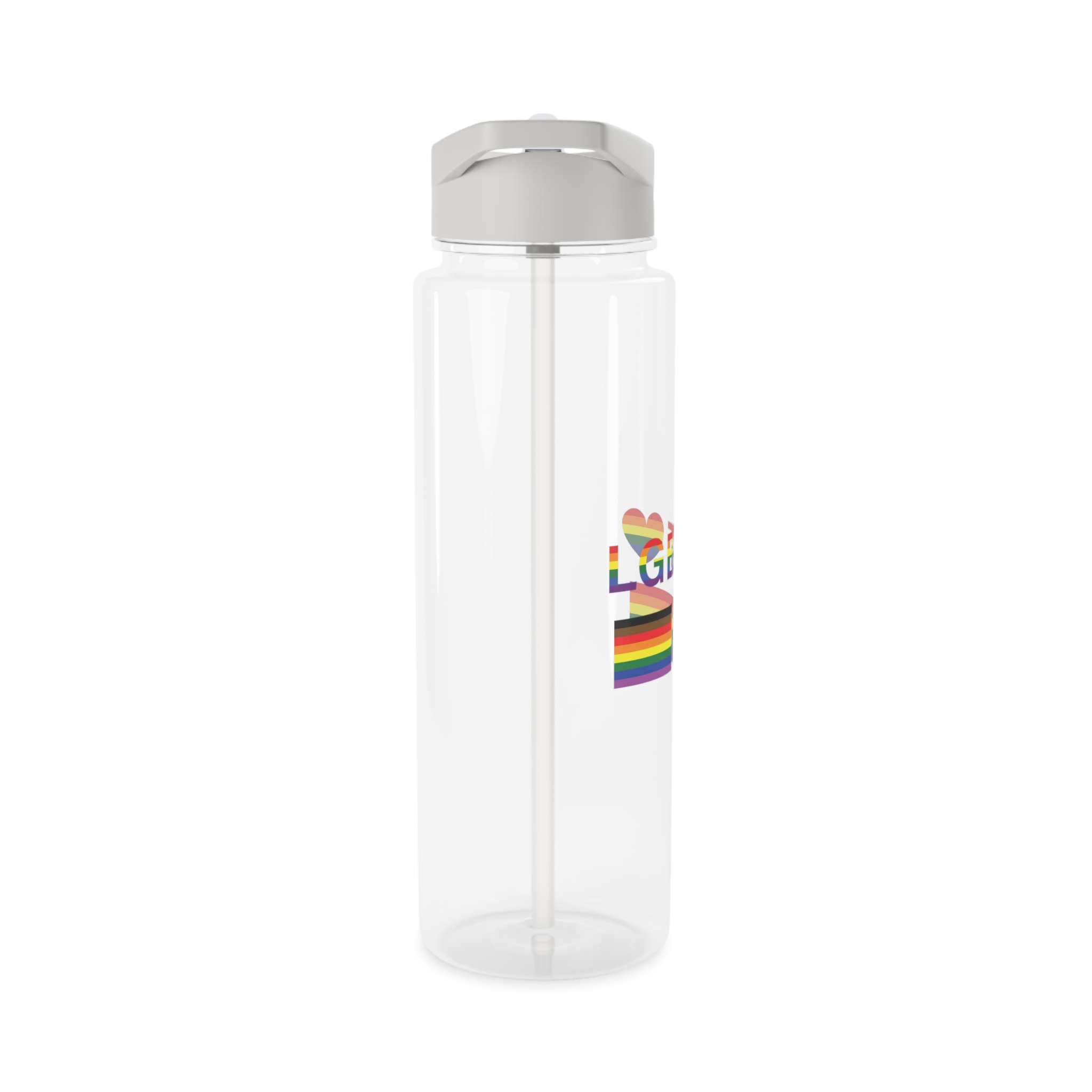 Lgbt Word Text Letter With Heart Rainbow Color Flag Isolated White Background Vector Illustrati Tritan Water Bottle - Image 8