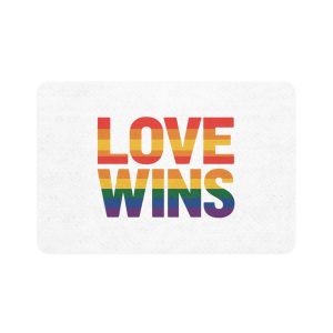 Love Wins Rainbow Pride Message1 Pet Food Mat 12x18