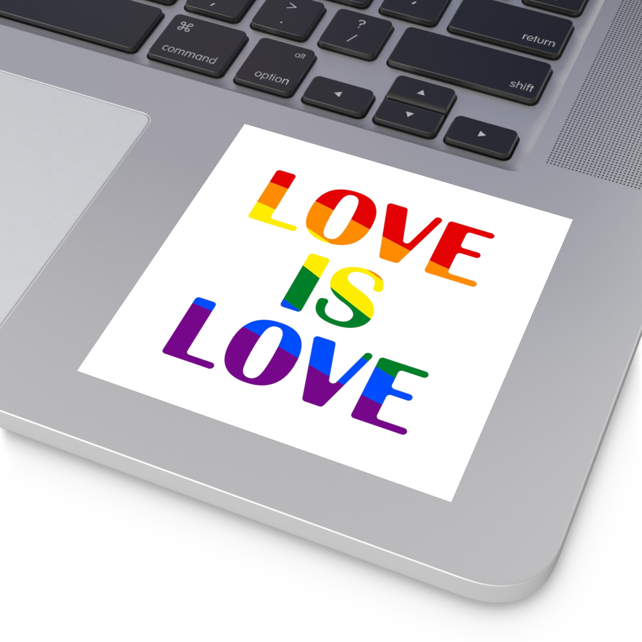 Love Is Love With Rainbow Colors Slogan Typography Banner Laminate Stickers Square - Image 27