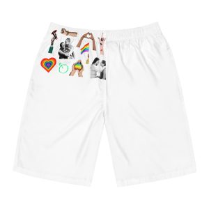 Gay Pride Sticker Rainbow Elements Set Vector Mens Board Shorts Aop