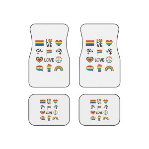 Vector Set Lgbt Homosexual Rainbow Flag Car Mats Set Of 4