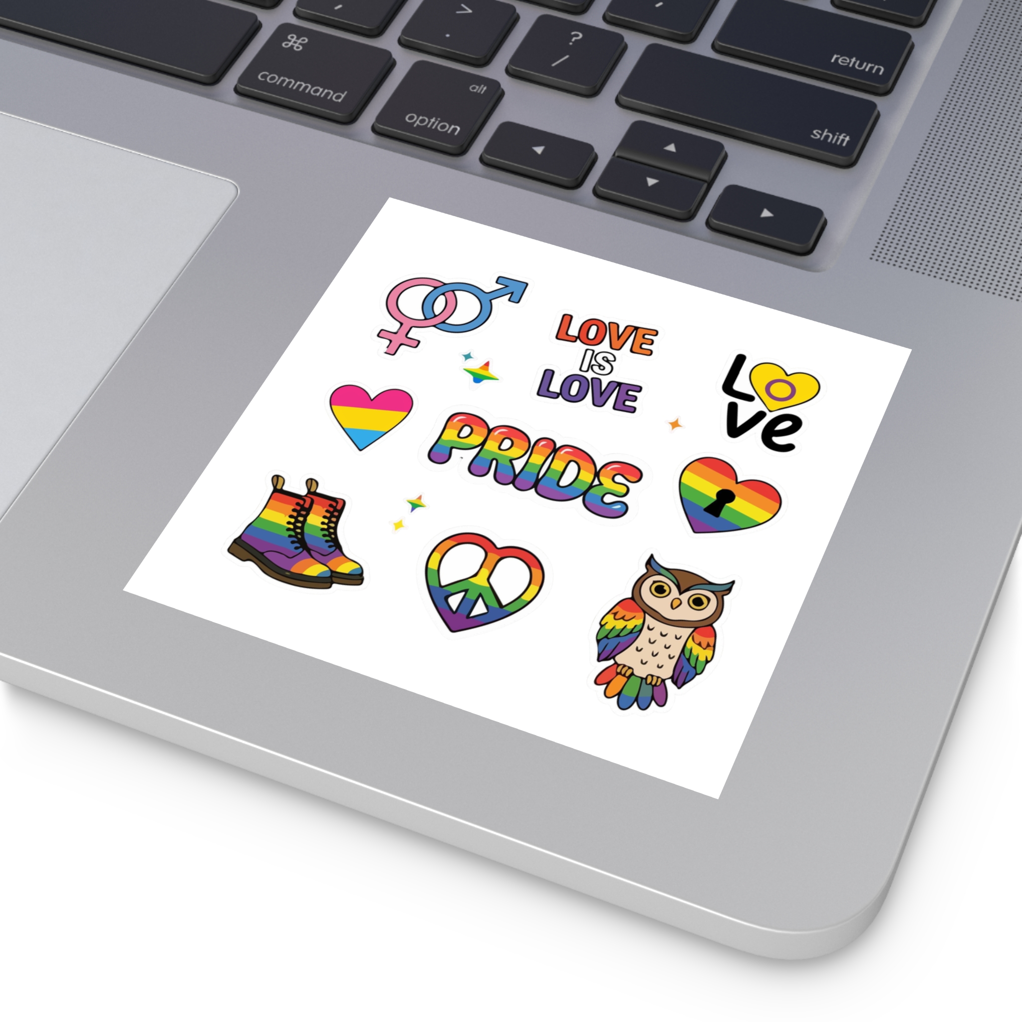Pride Stickers Doodle Set Colorful Lgbtq Hand Drawn Icons Pack Laminate Stickers Square - Image 19