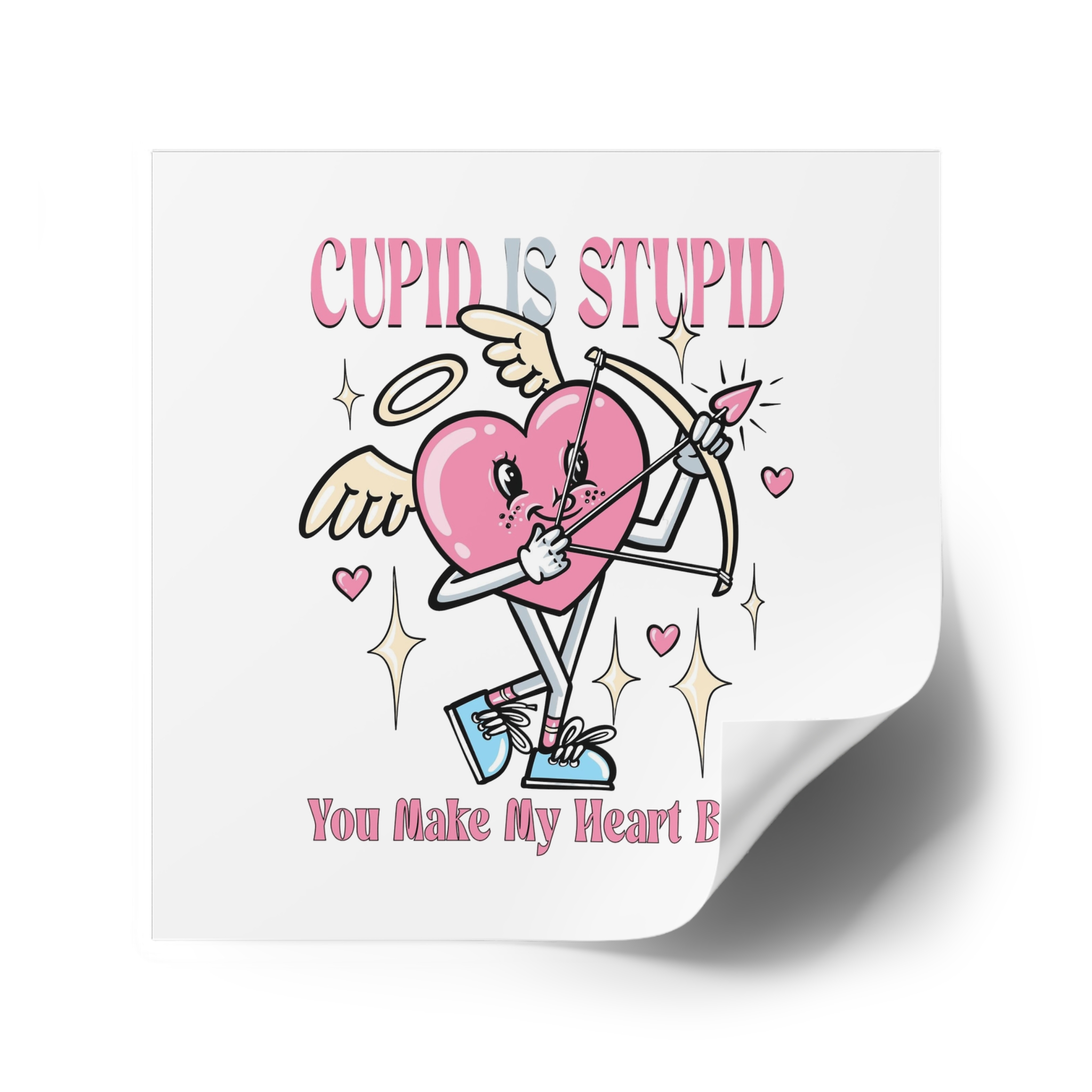 Love Cupid Holding Bow Tshirt Design Laminate Stickers Square - Image 42
