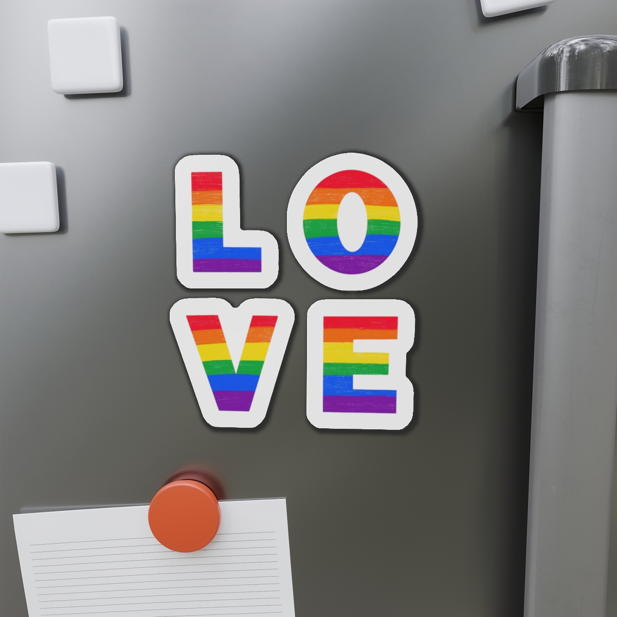 Letters Love Colored Rainbow Lgbtq Gay Pride Flag Colors Vector Lettering Lgbt History Month Pencil Crayon Textured Isolated Love Is Love Concept Die Cut Magnets - Image 14