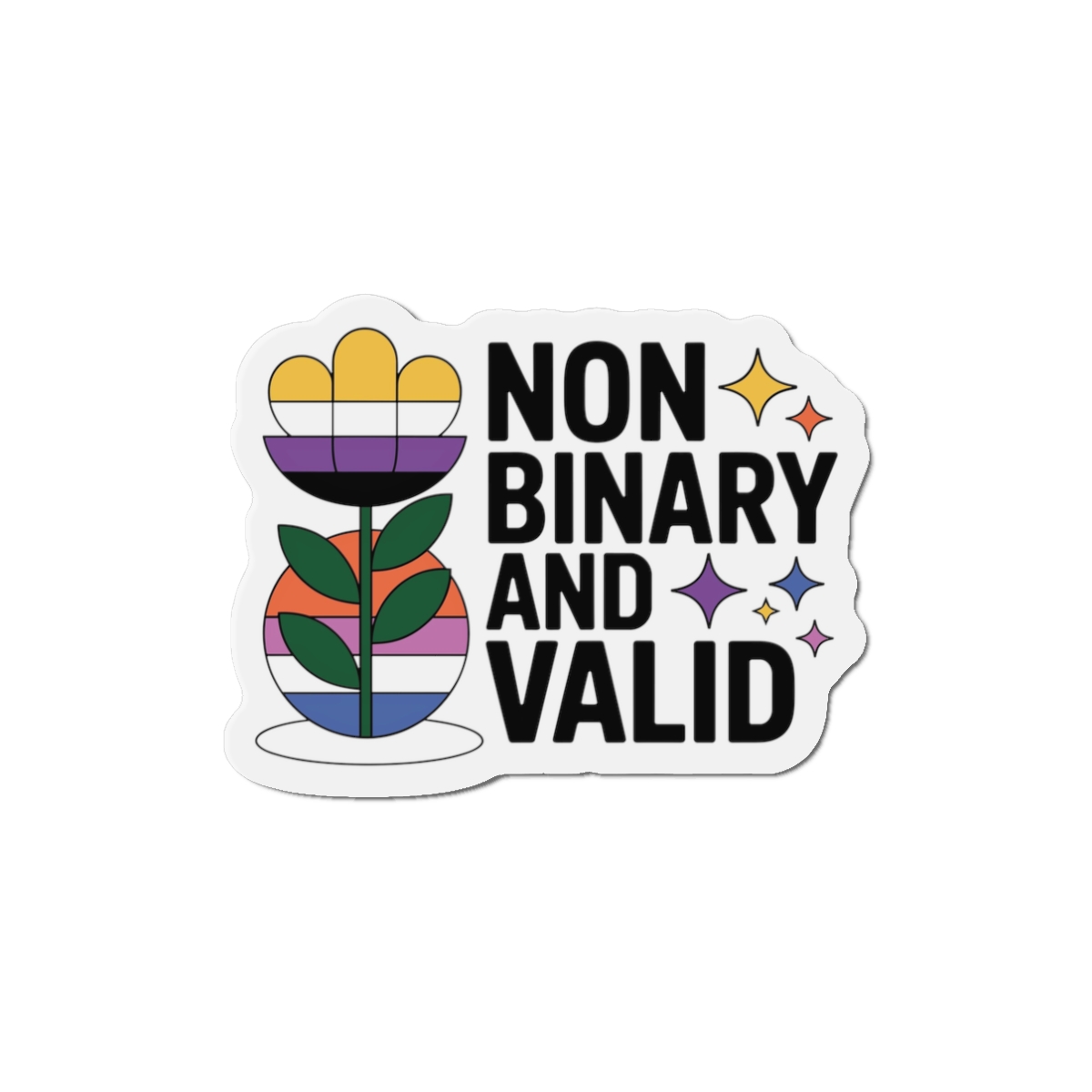 Non Binary Valid T Shirt Design Isolated White Background Die Cut Magnets - Image 4