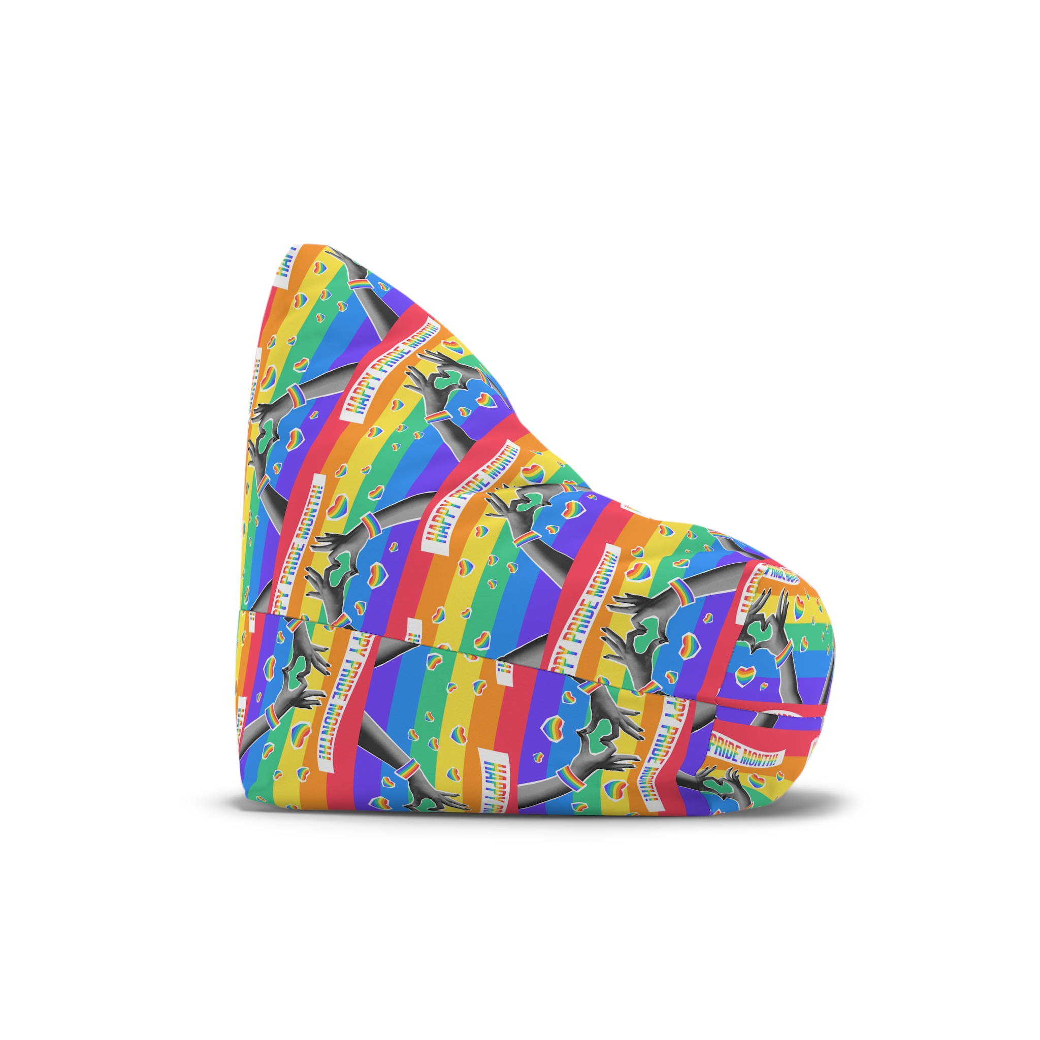 Lgbtq Pride Month Card Y2k Style Trendy Retro Collage Halftone Hands Bean Bag Chair Cover - Image 3