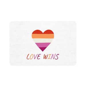 Colorful Heart Shape Lesbian Pride Flag Happy Pride Day Lgbtqia Community Pride Month Vector Hand Drawn Doodle Posters Stickers Logo Cards Pet Food Mat 12x18